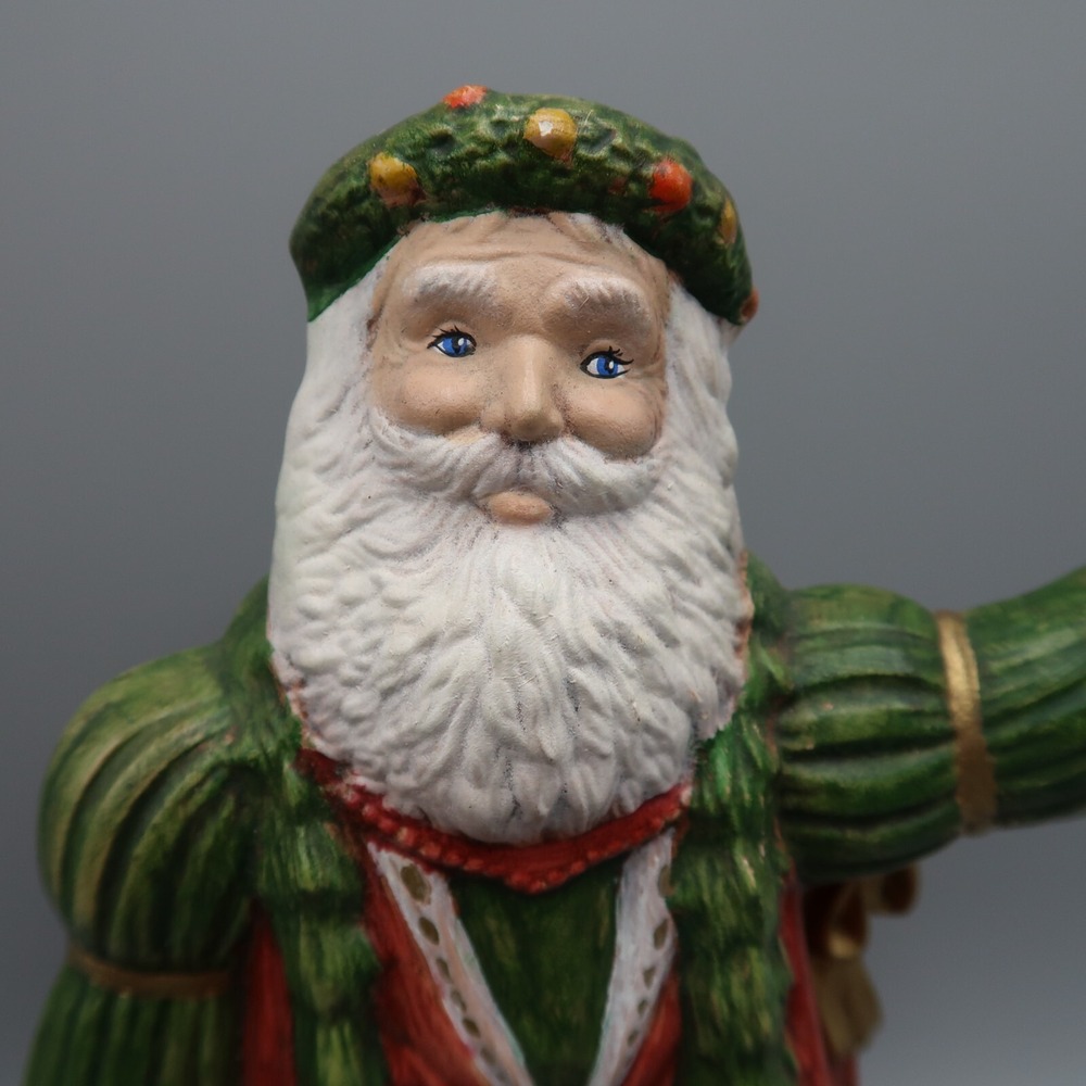 Vintage Hand Painted Ceramic Santa Claus Old Man Winter Ringing Bell
